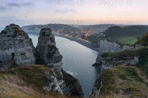 View of Etretat from the Falaise d'Aval