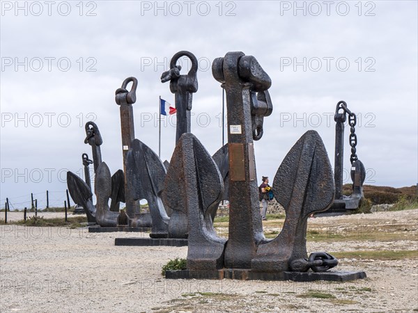 Exposed black historic anchors in old fortification