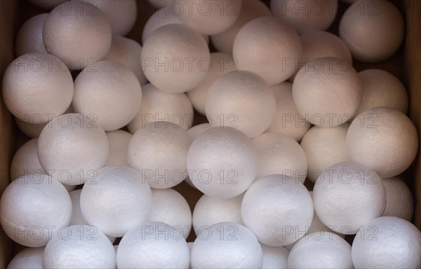 Dozens of styrofoam balls in the view