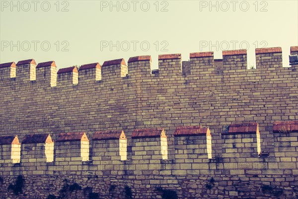 The ancient city walls of Constantinople in Istanbul