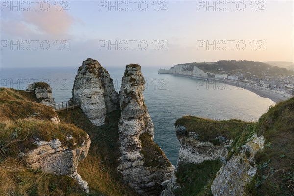 View of Etretat from the Falaise d'Aval