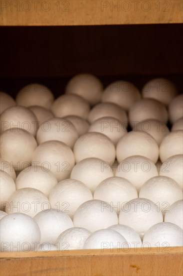 Dozens of styrofoam balls in the view