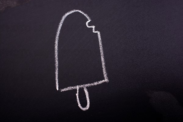 Chalk drawn ice-cream on a blackboard in view