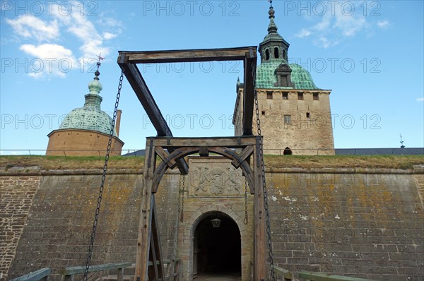 Castle with wall and drawbridge