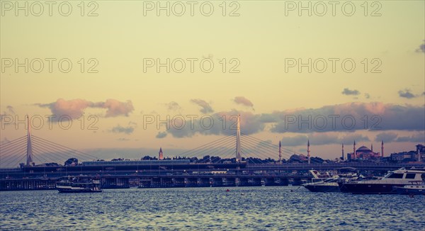 Golden Horn metro bridge and Ataturk bridge in the view