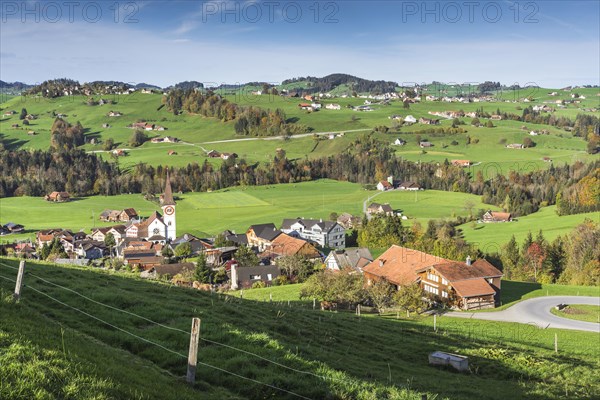 Hilly landscape with villages