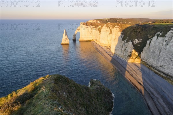 View of the Aiguille and Porte d'Aval at the Falaise d'Aval