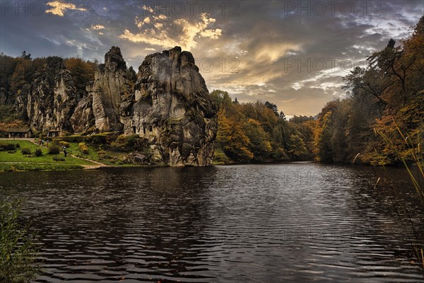 Cultural Monument Externsteine Nature Reserve at Wiembecke Pond