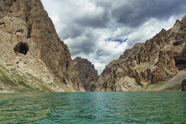 Rock formation around the alpine Koel-Suu lake