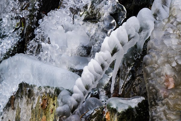 Ice formations at a waterfall