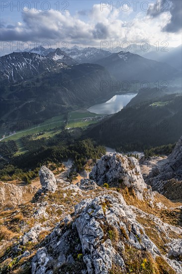 View of Lake Halder and the Allgaeu Alps