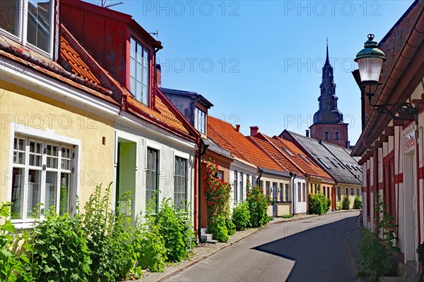 Narrow residential street with cosy houses