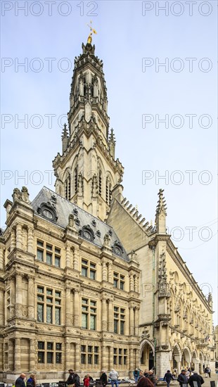 Gothic Town Hall with Belfry at the Place des Heros