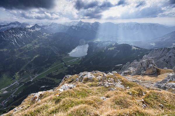 View of Lake Halder and the Allgaeu Alps