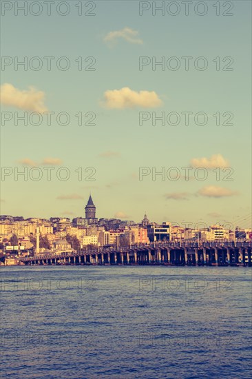 View of the Galata Tower from ancient times in Istanbul