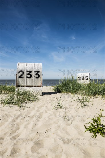 Beach chairs on the sandy beach