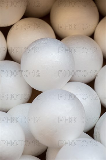 Dozens of styrofoam balls in the view