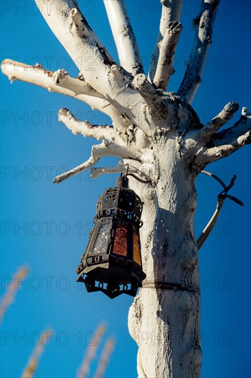 Old electric street lamps made of metal in retro style