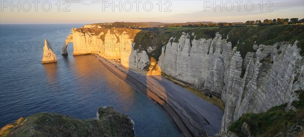 View of the Aiguille and Porte d'Aval at the Falaise d'Aval