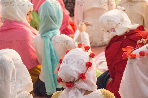 Small girls with hijab in a big mosque