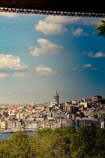 View of the Galata Tower from ancient times in Istanbul