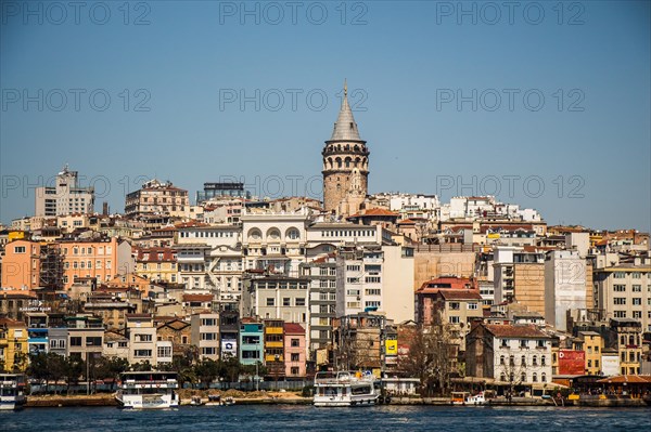 View of the Galata Tower from ancient times in Istanbul