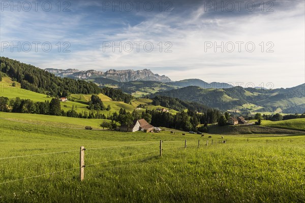 Green meadows and pastures in Appenzellerland