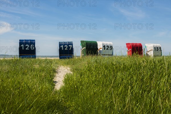 Beach chairs on the sandy beach