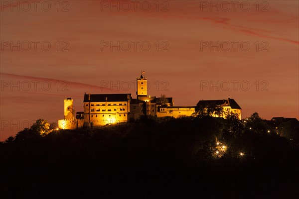 View of Wartburg Castle in the evening