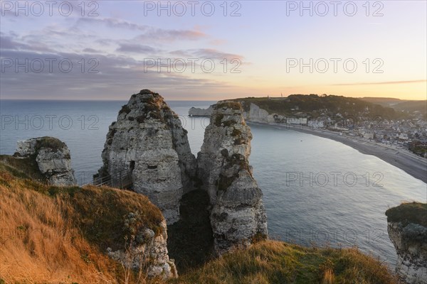 View of Etretat from the Falaise d'Aval