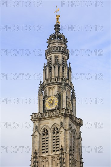 Belfry of the Gothic Town Hall on the Place des Heros