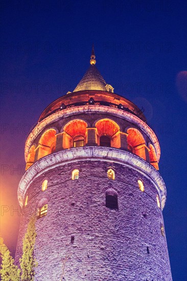 View of the Galata Tower from ancient times in Istanbul