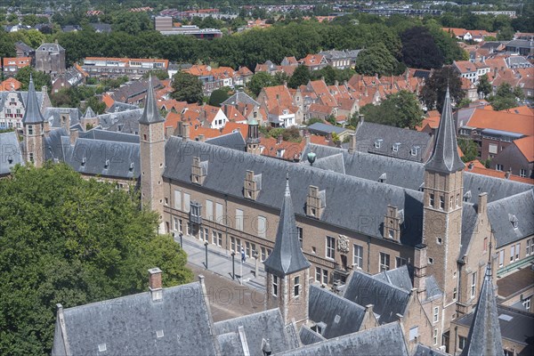 View of the ensemble of the historic abbey from the Lange Jan church tower