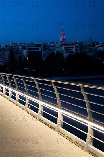 View of the Galata Tower from ancient times in Istanbul