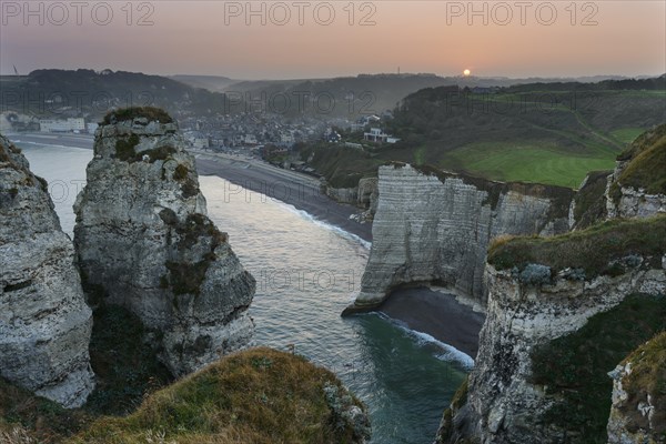 View of Etretat from the Falaise d'Aval