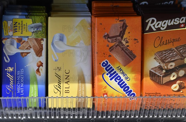 Retail shelf Swiss chocolate