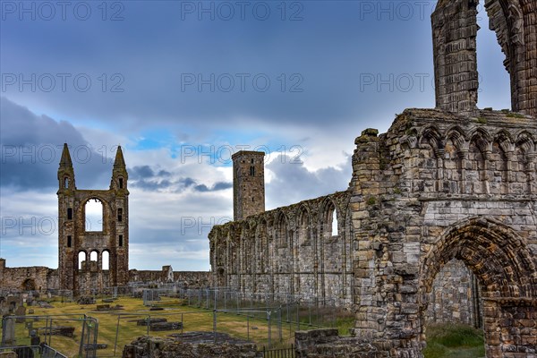 The ruins of St Andrews Cathedral in the Scottish town of St Andrews in the Fife Council Area