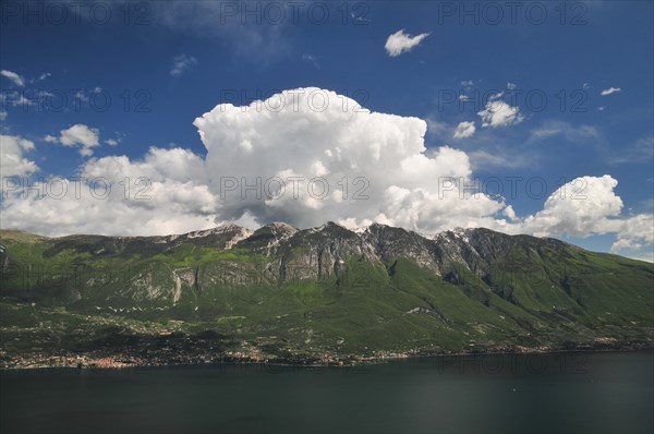 View from Pieve of the eastern shore of Lake Garda and Monte Baldo