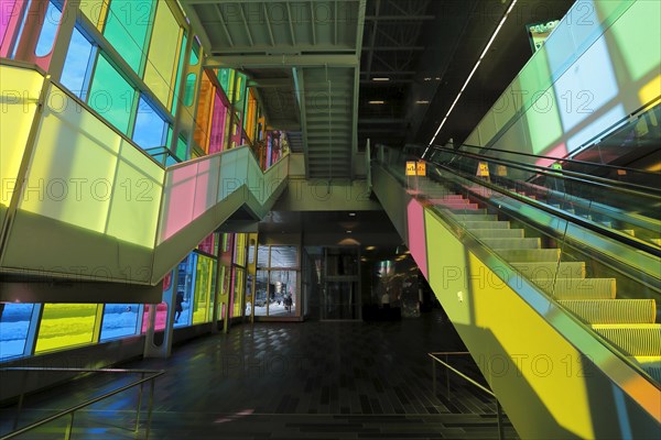 Colorful reflections in the foyer of the Palais des congres de Montreal