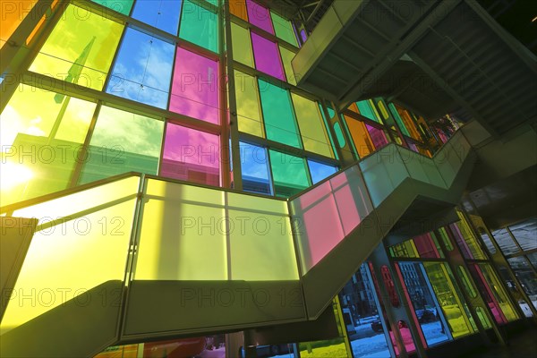 Colorful reflections in the foyer of the Palais des congres de Montreal