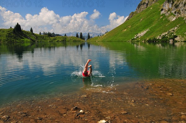 Man bathing in Seealpsee