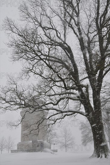 Bismarck Tower near Augsburg in winter