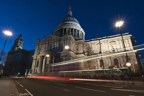 St. Pauls Cathedral at night during blue hour