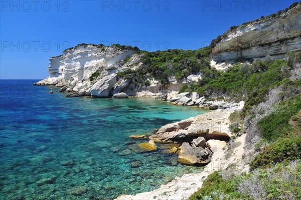 Cliffs in the Bouche de Bonifacio nature park Park in the south of Corsica