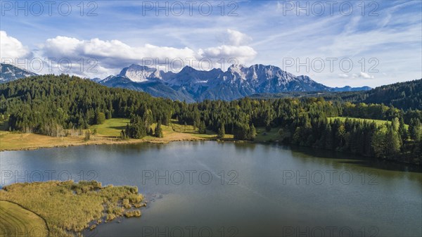 Aerial view of Lake Gerold near Mittenwald