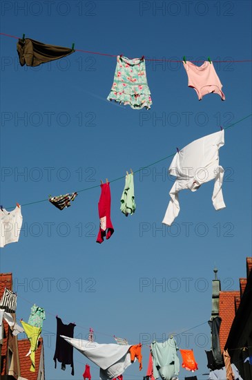 Clotheslines as decoration for the annual street festival in the Ulrichsviertel