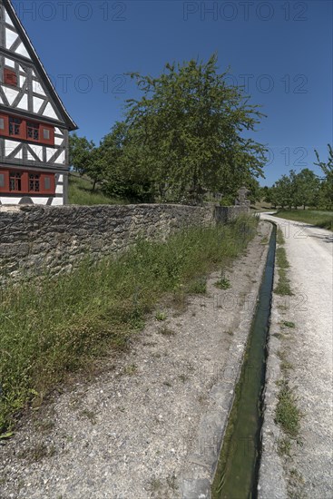 Formerly common water gutters along the roadside