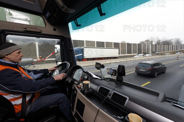 Professional driver in long-distance traffic on the A46 motorway