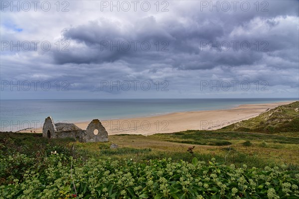 Ruin of a church above the beach in Carteret