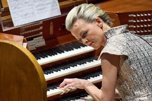 Latvian organist Iveta Apkalna performs with the Rheinische Philharmonie State Orchestra in Koblenzs Rhein-Moselle-Halle. Koblenz